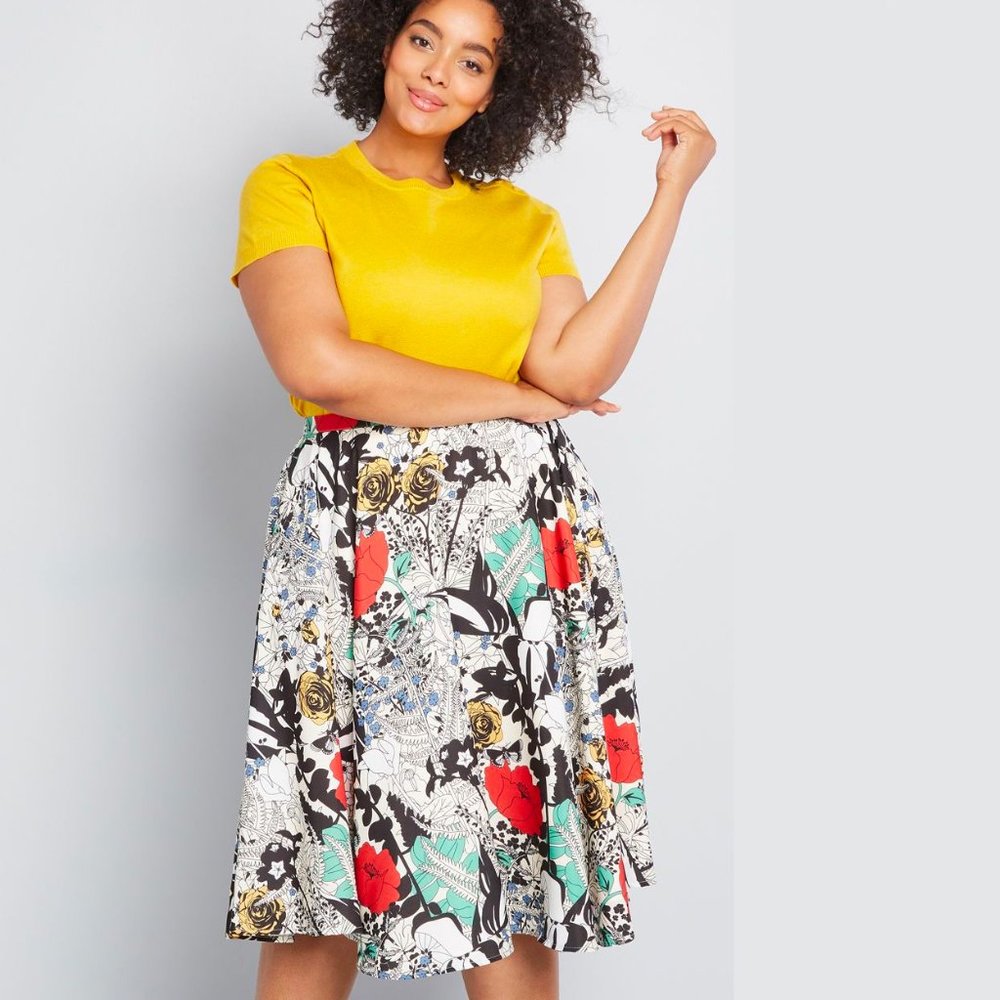 Dupenny Floral A-Line Skirt